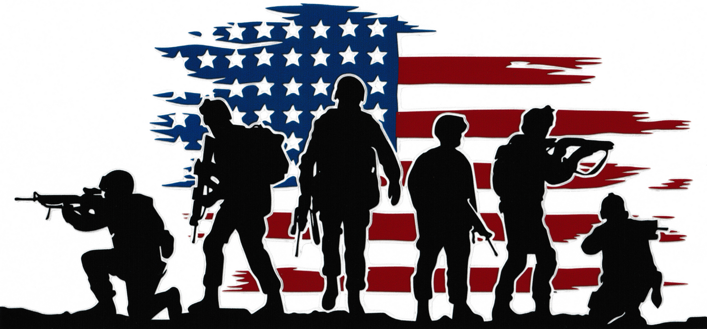 American Flag & Soldiers