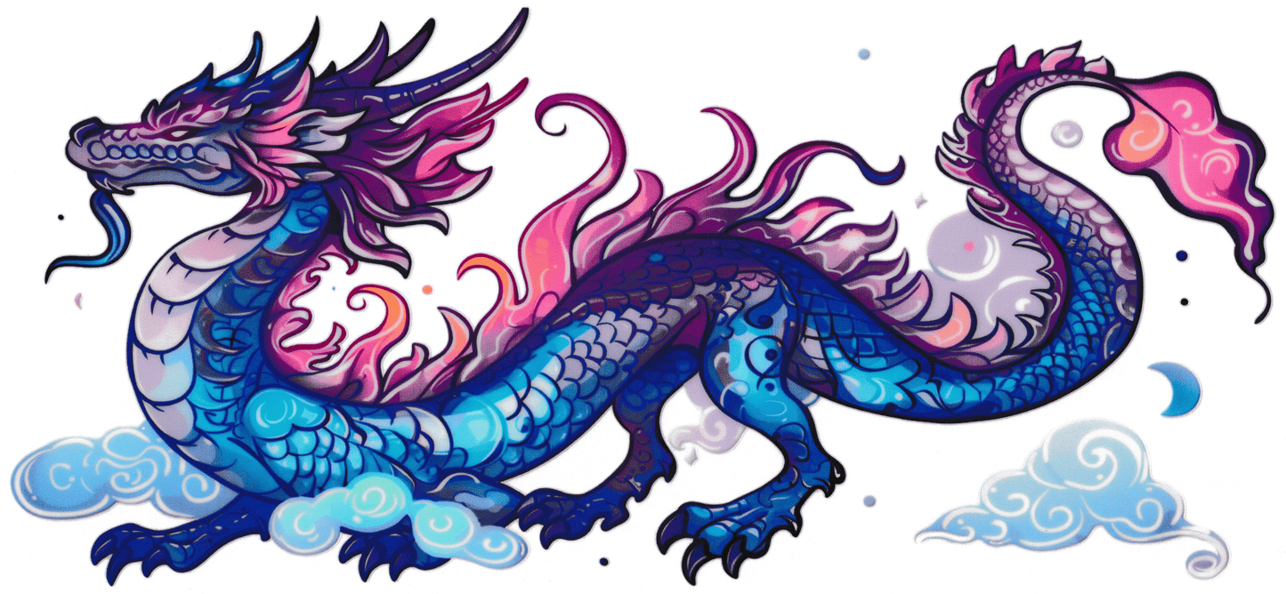 Blue & Pink Flame Dragon