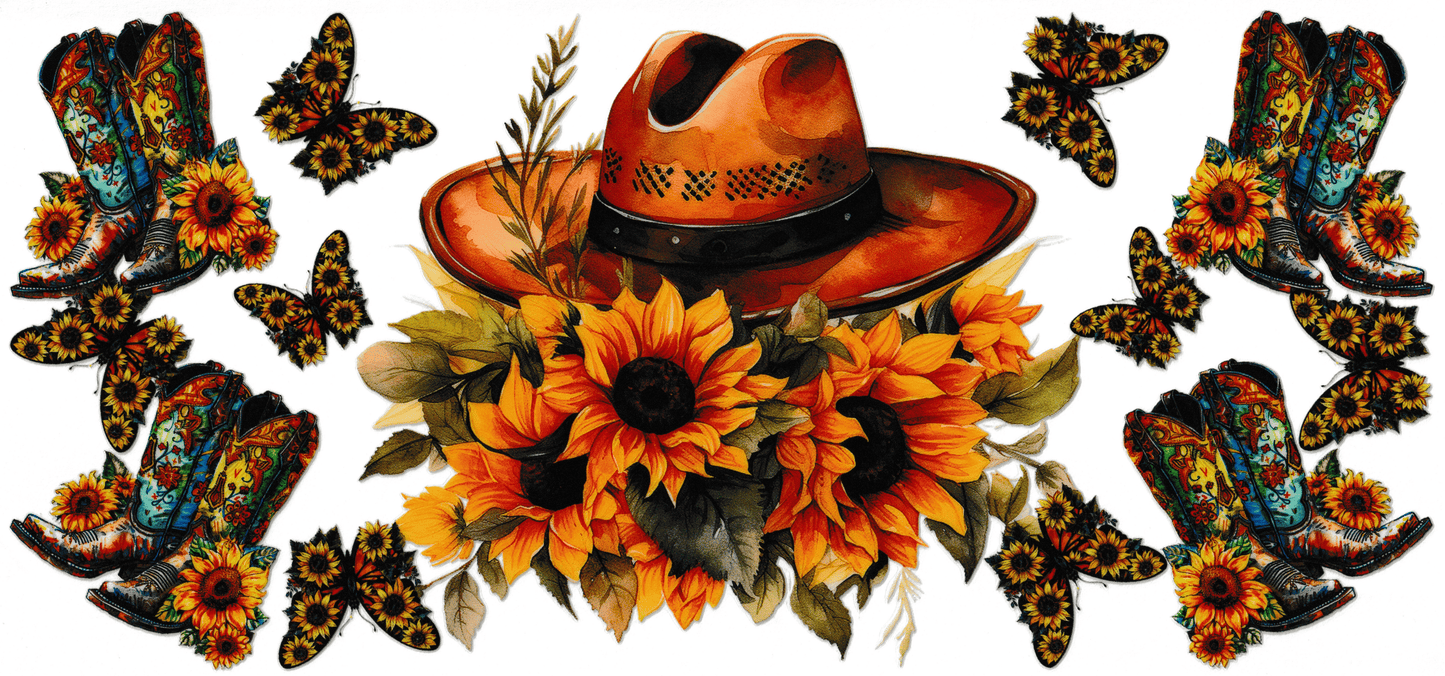 Cowboy Hat With Boots & Butterflies
