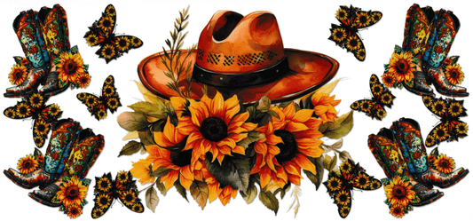 Cowboy Hat With Boots & Butterflies