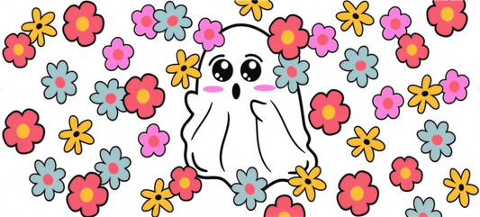 Cute Ghost With Flowers