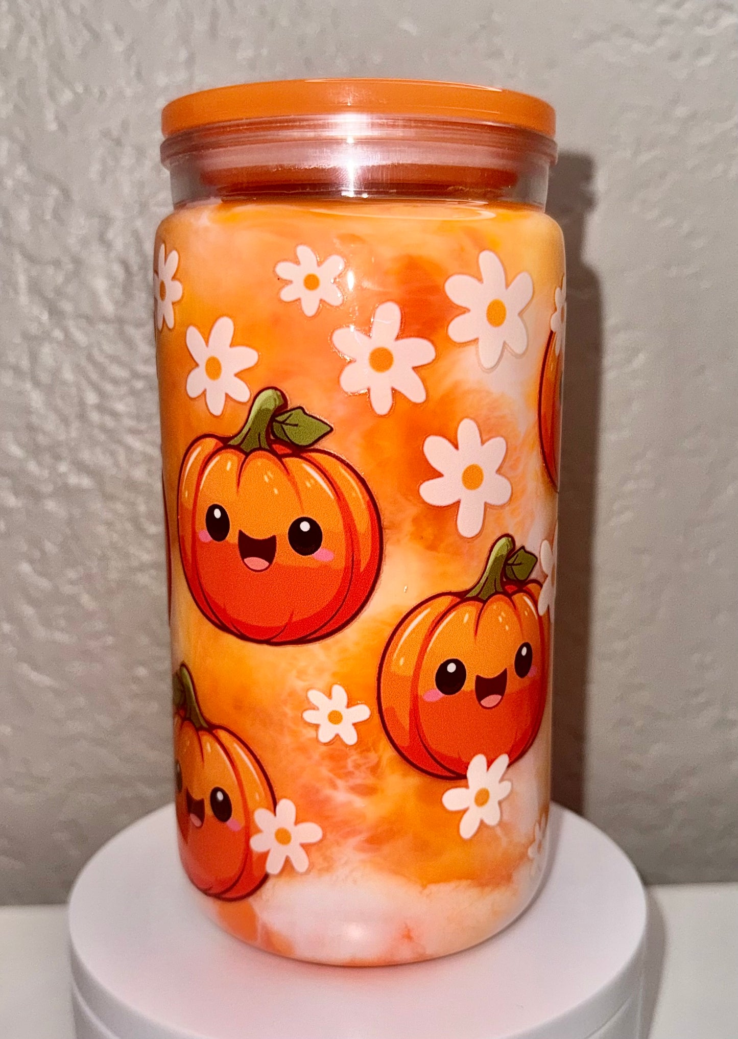 Orange & White Swirl Pumpkin Cup