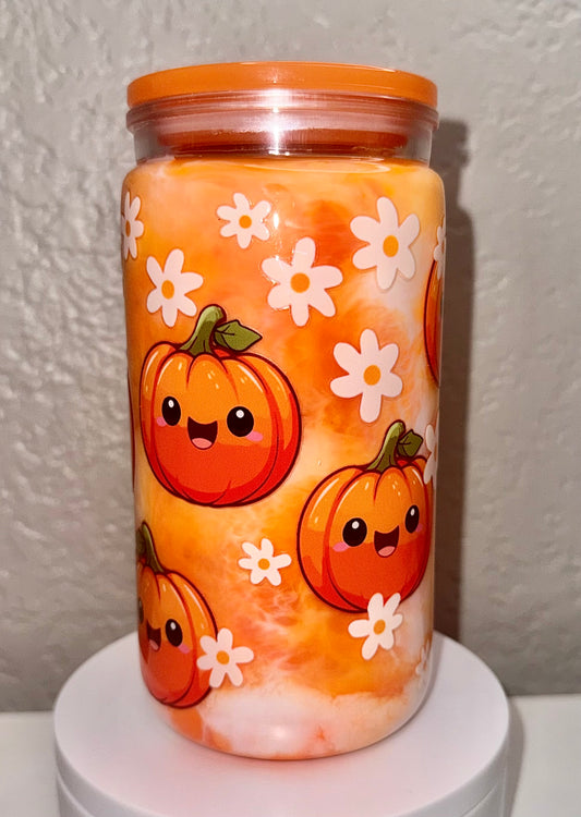 Orange & White Swirl Pumpkin Cup