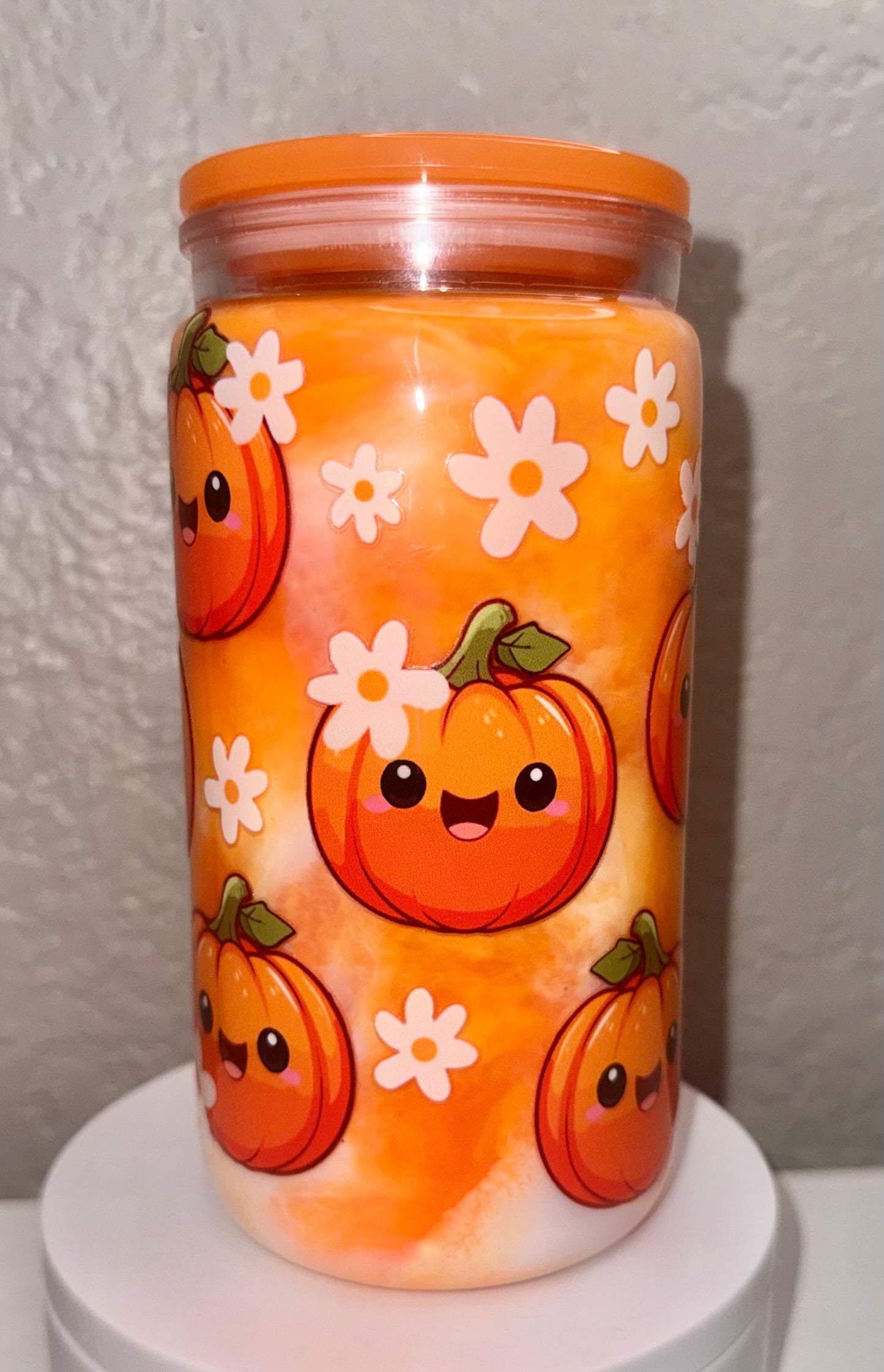 Orange & White Swirl Pumpkin Cup