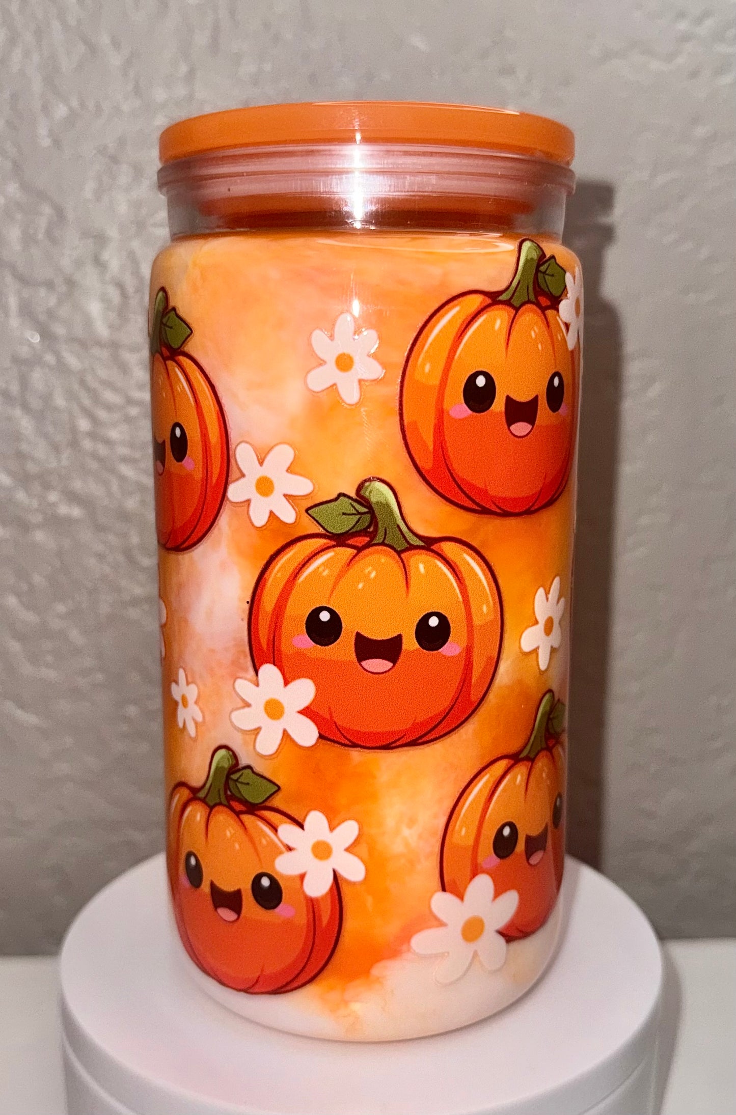 Orange & White Swirl Pumpkin Cup