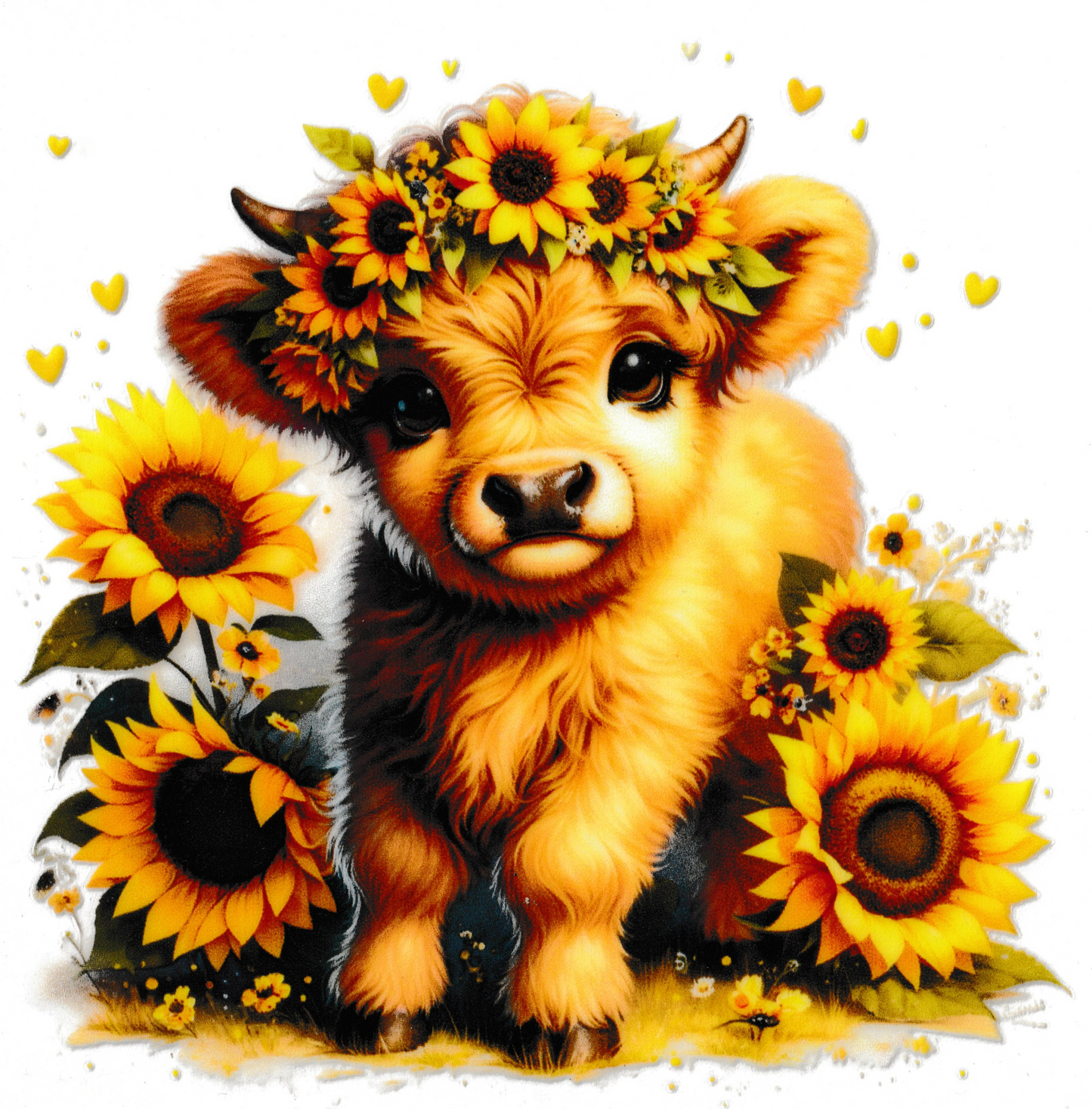 Sunflower Highland Cow