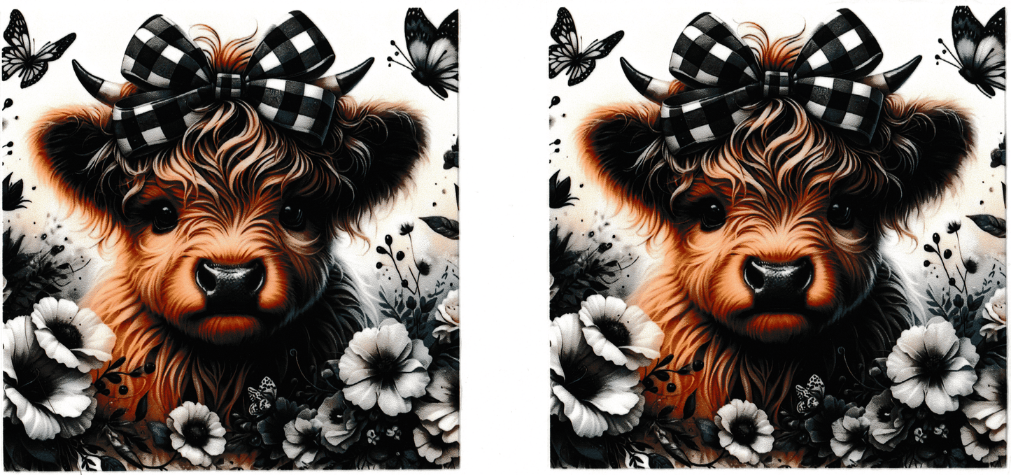 Black Plaid Highland Cow