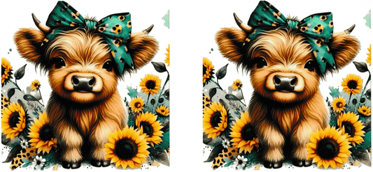 Blue Sunflower Highland Cow