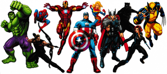 Avengers - Hulk, Spiderman, Iron Man, Captain America, Wonderwoman, Thor, Black Panther, Wolverine, & Black Widow