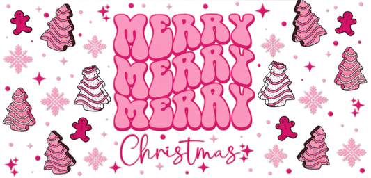 Pink Merry Christmas Tree Cakes