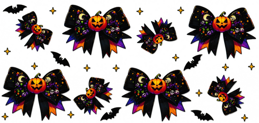 Pumpkin Bows With Skulls